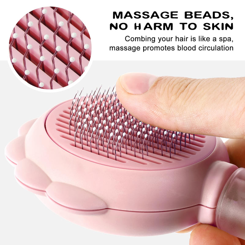 Cat Hair Brush for Shedding, 3-in-1 Pet Spray Hair Removal Comb with Visual Spray & Release Button, Waterproof Dog Grooming Brush for Furry Pet (Pink) Pink