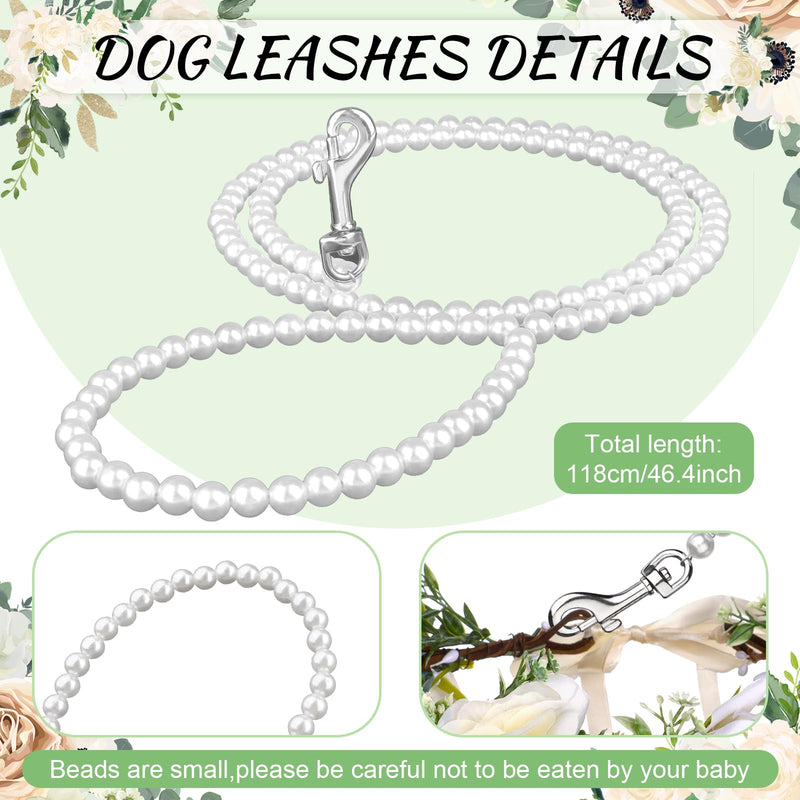 Pearls by Dog Wedding Collar and Leash Set - Elegant Flower Headband with Beaded Pearls - Adjustable Floral Collar (Medium) - PawsPlanet Australia