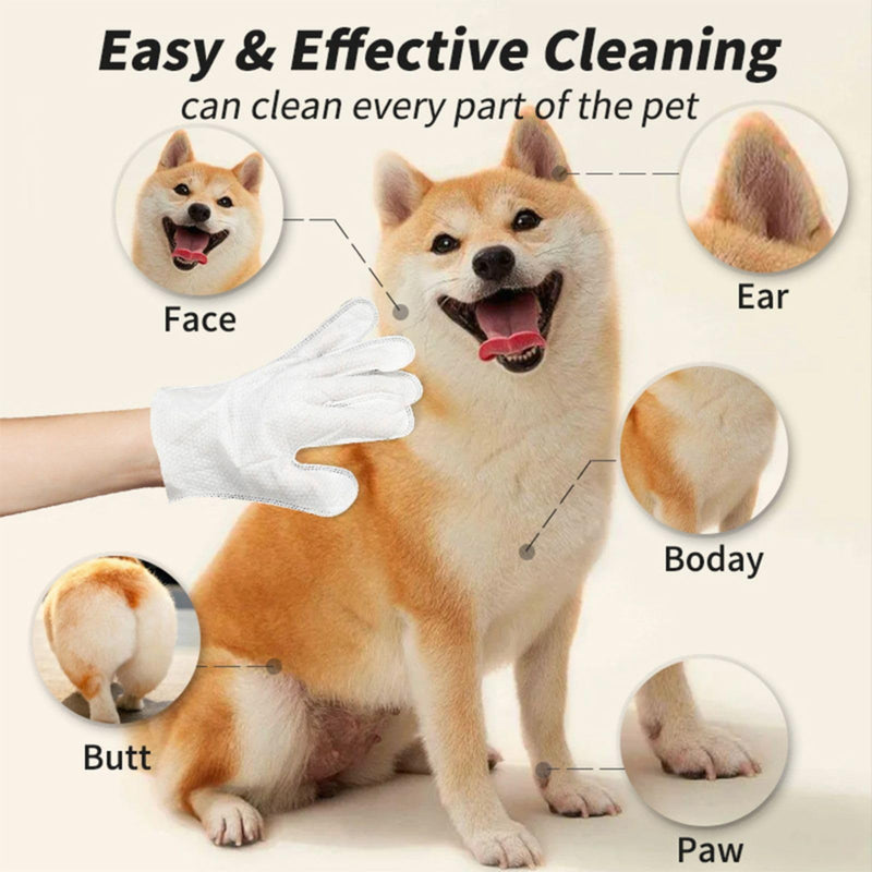 Pet Bath Wipes for Dogs and Cats 6 PCS，Dog wipes thickened material Cleaning Deodorizing Bathing Wipes Dog washing gloves Nourishing Grooming Fur，for Daily Care and Traveling Give your pet 6 baths!