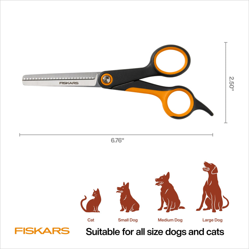Fiskars Pet Blending Scissors, Durable Precise Blending Scissors, Serrated Teeth and 5-Point SoftGrip™ Handle, 6.5" - PawsPlanet Australia