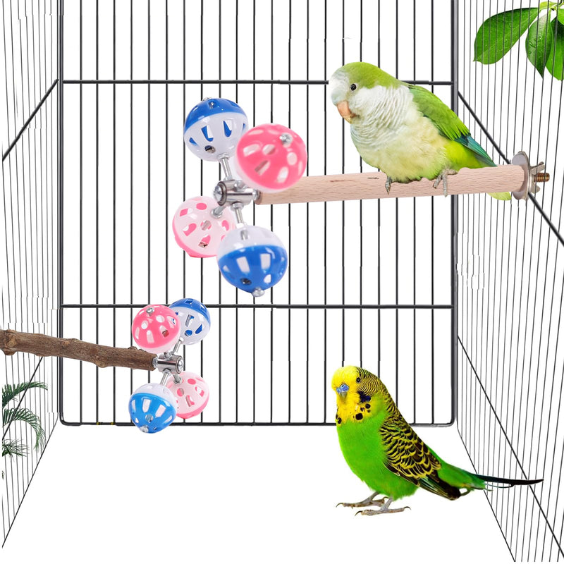 Pepper Wood Bird Perch Toy with Rotating Balls,Bird Stand Toy for Parakeet, Natural Wood Stand Perch Toy for Metal Cage, Fun Toy for Parrots Cockatiels Budgies Budgerigars Parrotlets Lovebirds Ringne Natural pepper wood - PawsPlanet Australia