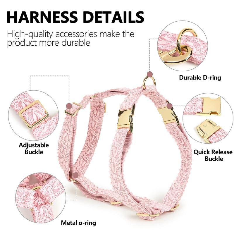 Pink Big Dog Harness Set Lightweight Pet Wedding Birthday Party Harness with Leash & Handle for Medium Large Dogs L Pink Harness Set
