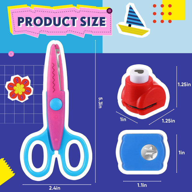 22 Pcs Craft Hole Punch and Creative Scissors Set, Including 12 Craft Pattern Scissors Decorative Edge Scrapbooking Edging, 10 Paper Punch for School Kids Adults Crafting - PawsPlanet Australia