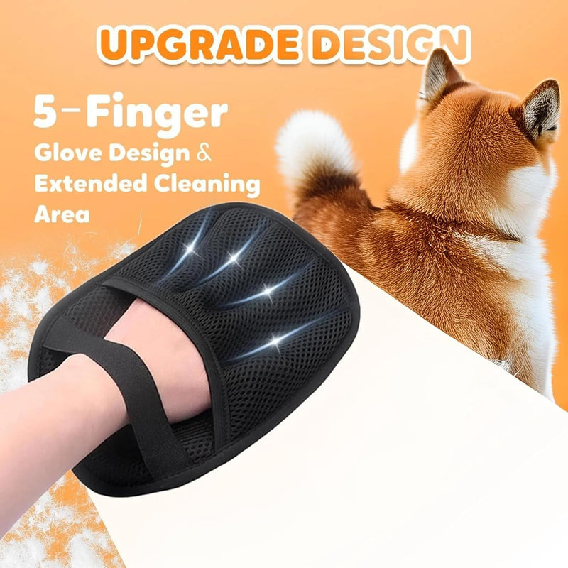 Pet Hair Removal Glove | Electrostatic Reusable Cat & Dog Magic Brush Hair Remover Tool for Furniture, Carpet, Couch | Upgraded 5-Finger Design | Gentle Grooming Tool for Pets(Eco-Friendly) (1 PCS) 1 PCS - PawsPlanet Australia