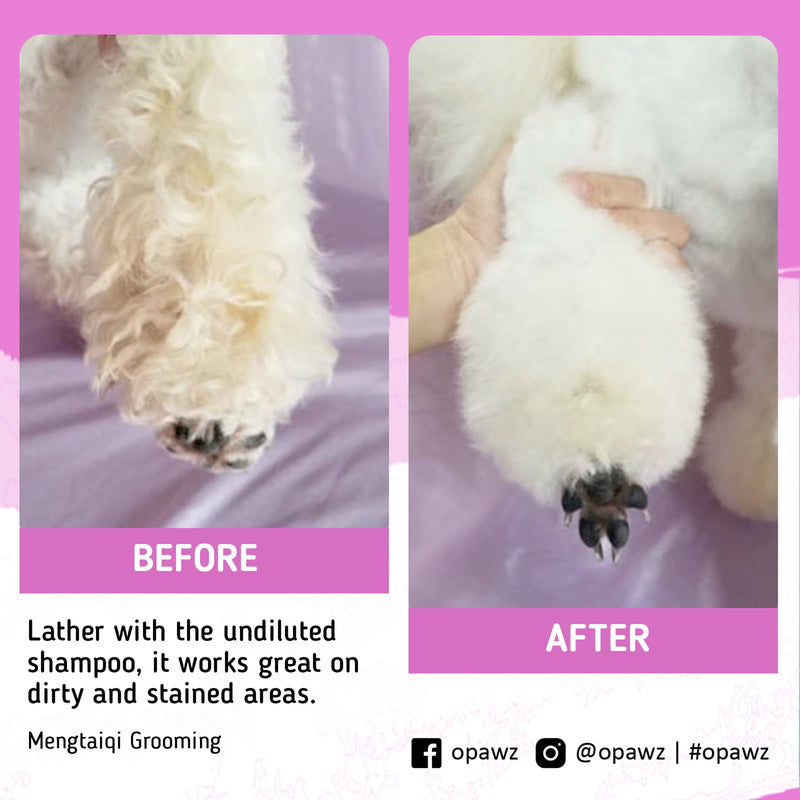 OPAWZ 05 Whitening Purple Shampoo for Dog and Cat, Safely Remove Yellow Stains, with No Bleach, Peroxide and Sulfate, Professional Groomers Recommended Product, 16.9 oz - PawsPlanet Australia