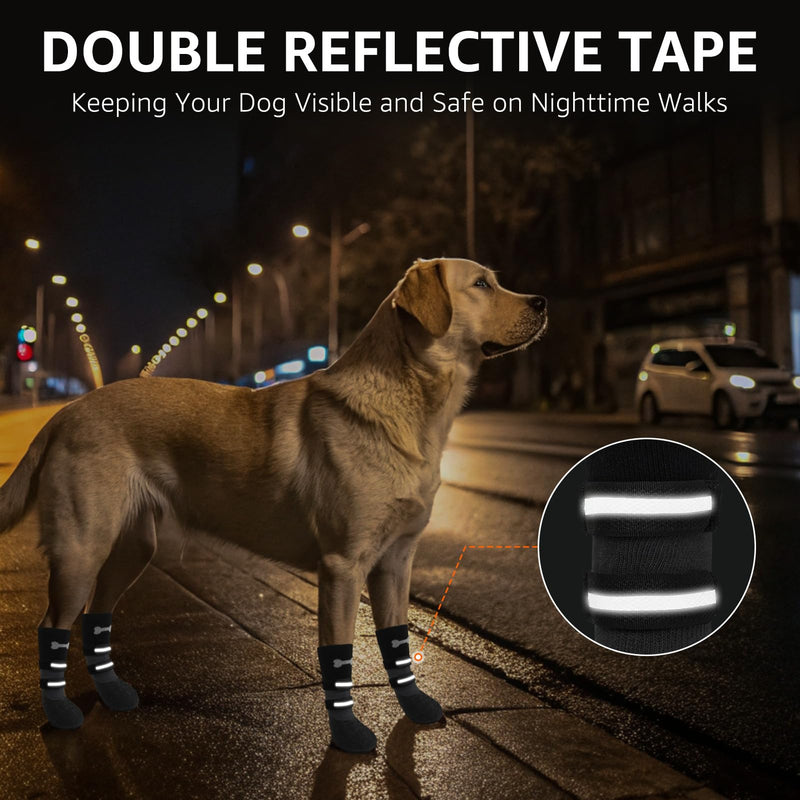 SCENEREAL Anti Slip Dog Socks Boots, Dog Shoes for Hot/Cold Pavement, Waterproof Grip Doggy Booties for Hardwood Floor, Rain Paw Protectors for Small Medium Large Senior Old Dogs, Black M M(2.1"x1.9")(Paw L*W) Black(Pack of 4+2) - PawsPlanet Australia