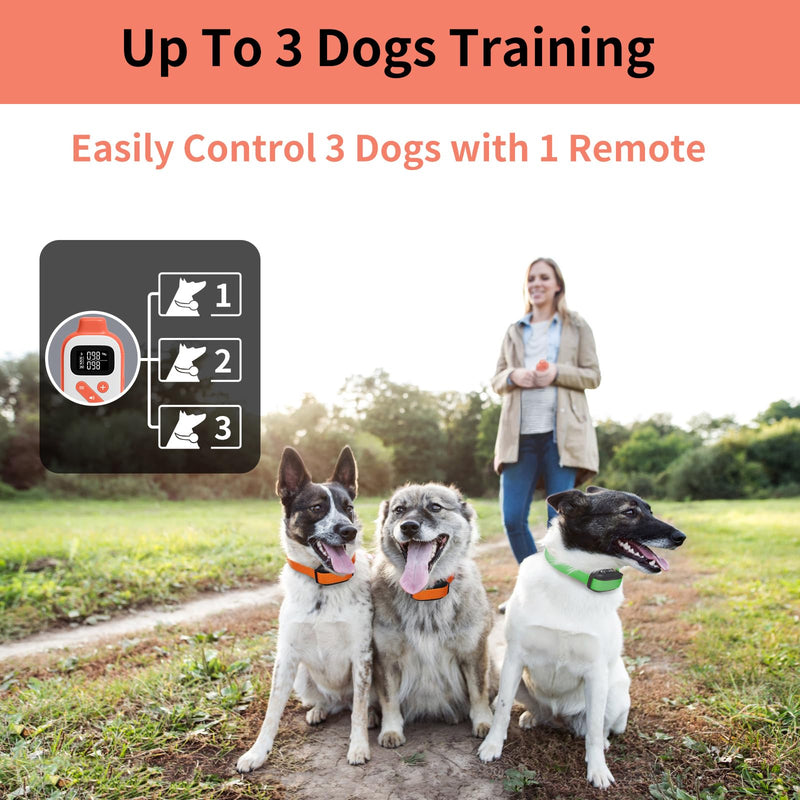 PaiPaitek Vibrating Dog Collar No Shock, 3300ft Waterproof Vibration Collar for 2 Dogs, No Shock Dog Training Collar with Remote for 5-120 lbs All Breeds, Safe and Humane PD523V-2 Orange - PawsPlanet Australia