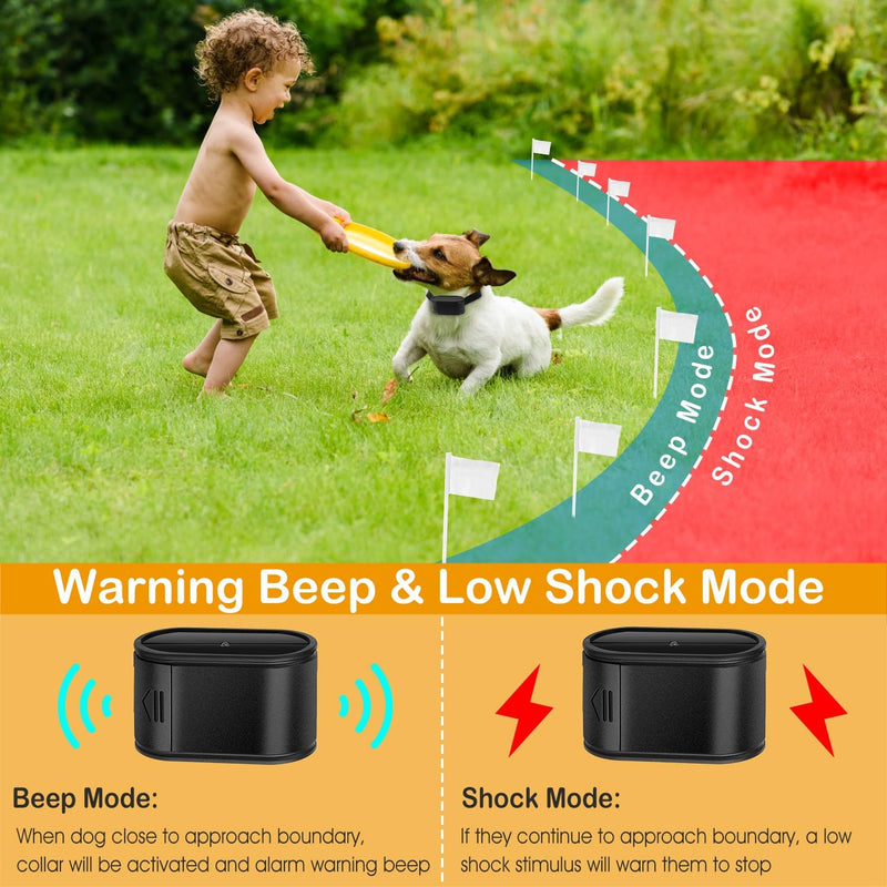 Electric Training Collar for Dogs,Waterproof Rechargeable Electronic Shock Collar with Tone/Static Shock Correction Modes,Remote Dog Training Receiver Collars Boundary Containment Fence System - PawsPlanet Australia