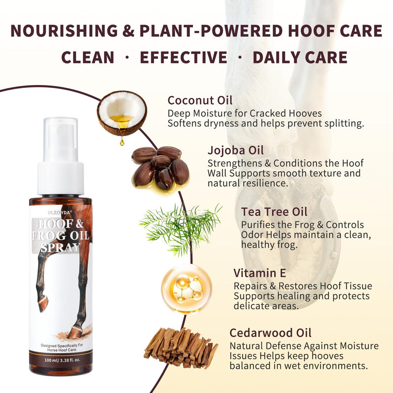 Hoof Oil Spray for Horse – Deep Hydration & Frog Care | Jojoba, Coconut & Tea Tree Formula | Repairs Dry, Cracked, Brittle Hooves & Boosts Natural Shine | 3.38 oz Chamomile - PawsPlanet Australia