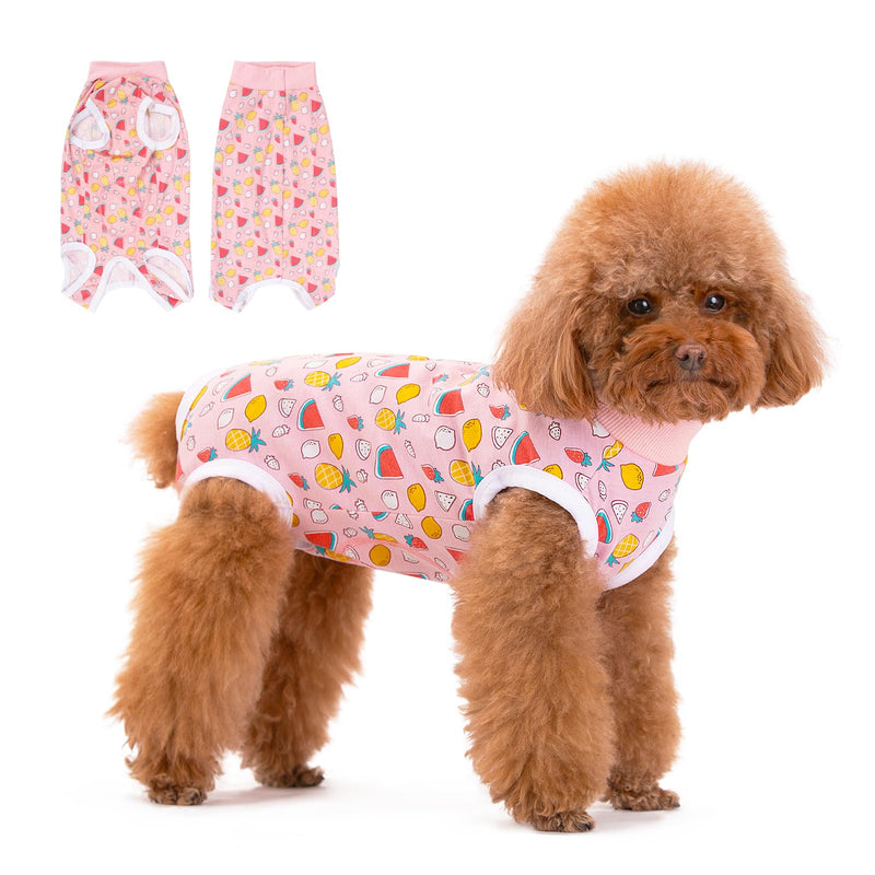 Dog Surgery Recovery Suit, Puppy Surgical Onesie for Female Spay Male Neuter, Soft Anti-Licking Bodysuit Pajamas Shirt After Surgery, E-Collar & Cone Alternatives for Small Medium Dogs Cats Watermelon S