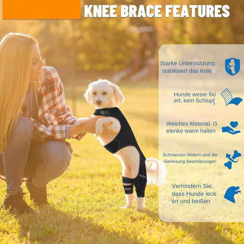 Generisch Knee Bandage for Dogs Adjustable Joint Bandage with 4 Metal Stabilizers Hip Support for Walks Hiking Training Outdoor Activities Park Travel s