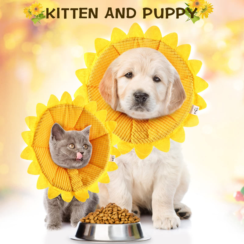 Sunflower Cat Recovery Collar Soft Cat Cone Collar Pet Cones for Cats Cotton Pet Cone Collar Adjustable Sunflower Elizabeth Collar Postoperative Protection Soft Cone for Cats and Dogs(Small)