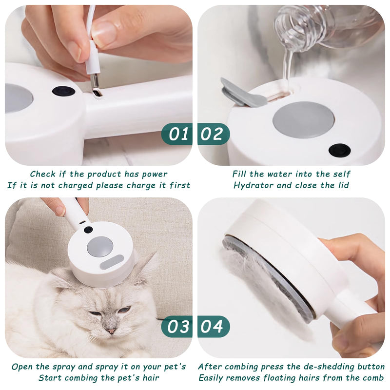 Aerbee Cat Steam Brush, Cloud Care Dog Brush for Indoor Pet Steam Brush for Shedding Defur Comb for Dog Brush for Long Short Hair Cat & Dog Pet, Cats Massage Grooming Self-Cleaning, White - PawsPlanet Australia