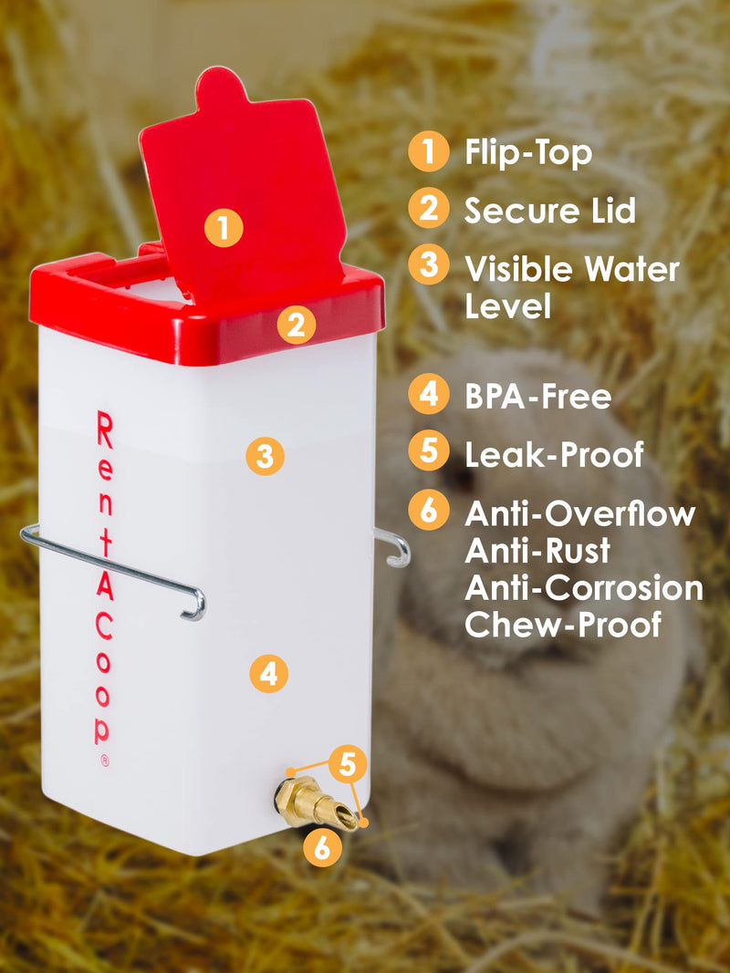 RentACoop 32oz(1L) Small Animal Drinker with No-Drip Brass Nozzle - Suitable for Small Pets, Bunnies, Hamsters, Guinea Pigs, Hedgehogs, Rabbits, Chinchillas, Mice and Rats 32 OZ - PawsPlanet Australia