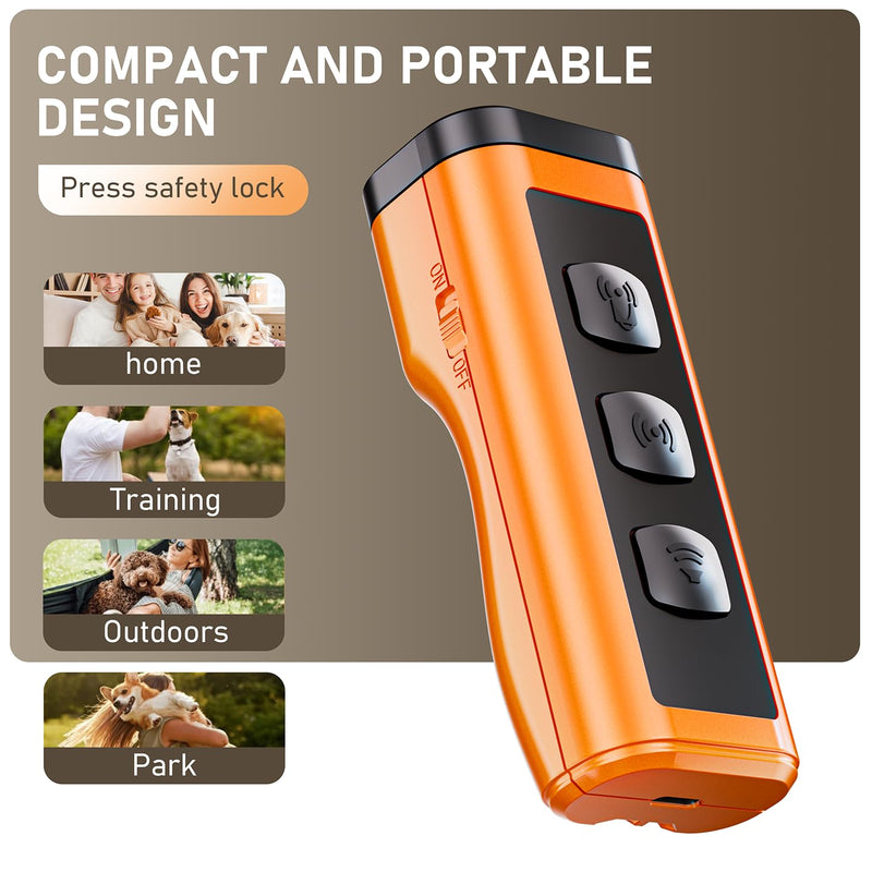 Dog Bark Deterrent Devices Rechargeable Anti-Barking Device for Dogs 50ft Long Range Ultrasonic Correct Your Dog's Bad Behavior at the Push of aButton Better Than Shock Collars or Dog Training Collars 1 Pack Orange - PawsPlanet Australia
