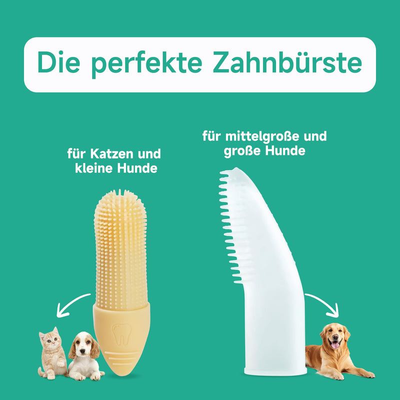Jubelinn 4x Finger Toothbrush for Dental Care & Oral Hygiene - Soft Silicone Finger Cots Suitable for Small Dogs & Cats - Fresh Breath - Prevents Tartar & Inflammation - Teeth Cleaning
