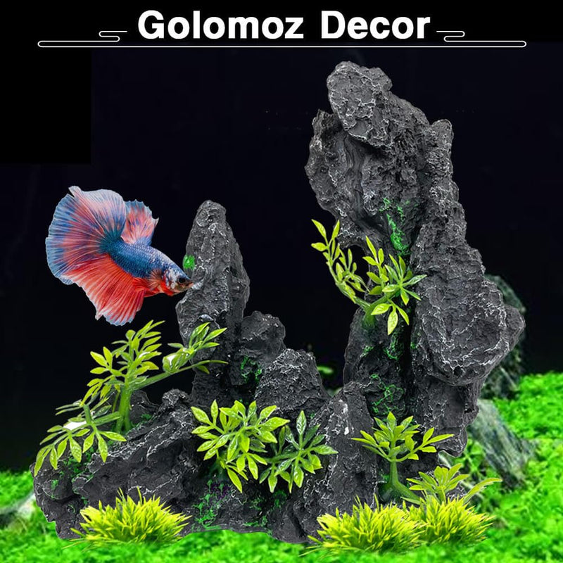 Aquarium Mountain View Stone Ornament - Aquarium Small Rock Decor Cave for Fish Tank,Aquarium Decorations Small,Small Aquarium Decoration for Fish Tank - 7.3 Inches High - PawsPlanet Australia