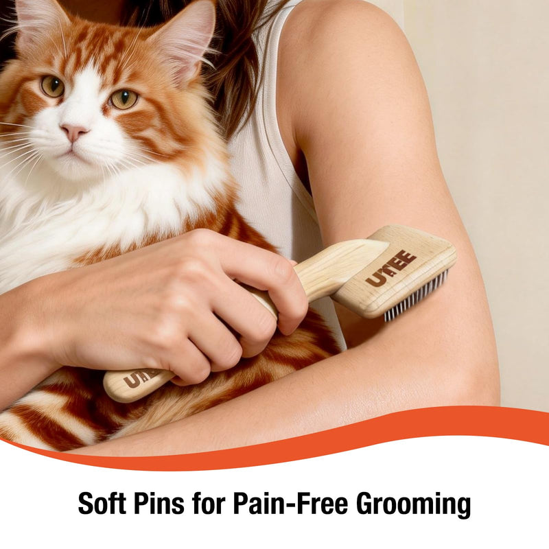 UTEE Slicker Brush for Dogs & Cats - Professional Pet Grooming Tool with 120° Angled Pins - Best for Goldendoodles, long-haired cats & Medium Breeds - Removes Mats, Tangles & Loose Fur