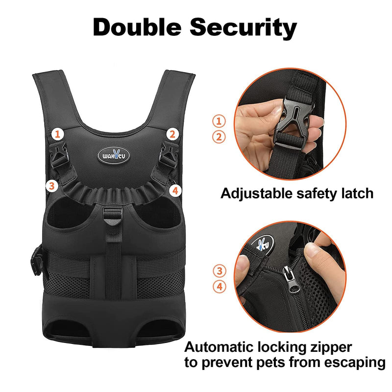 Dog Front Carrier Backpacks for Small Dogs, Legs Out Pet Carrier Sling Backpack with Adjustable Padded Ventilated Shoulder Straps, Easy-Fit for Traveling Hiking Camping,Large Large 2.0 Black - PawsPlanet Australia