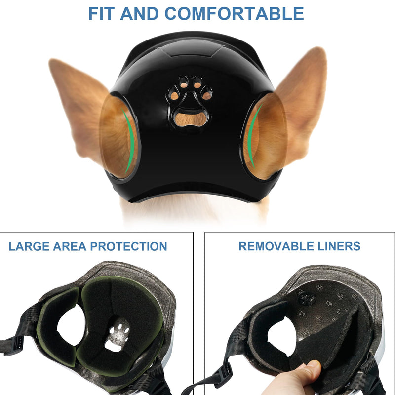 Dog Helmets for Small Dogs with Ear Holes, Hard Safety Pet Dog Hat for Puppy, Windproof Doggies Motorcycle Helmets for Outdoor Riding Hiking Cycling (Black, Small) - PawsPlanet Australia
