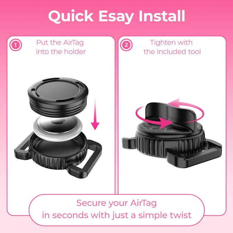 Waterproof AirTag Dog Collar - Reflective Comfortable Dog Collars with Air Tag Holder - GPS Dog Tracker Collar with Quick Easy Install - for Large Medium Small Dogs(Pink, M) M(14.7"-19") PINK - PawsPlanet Australia