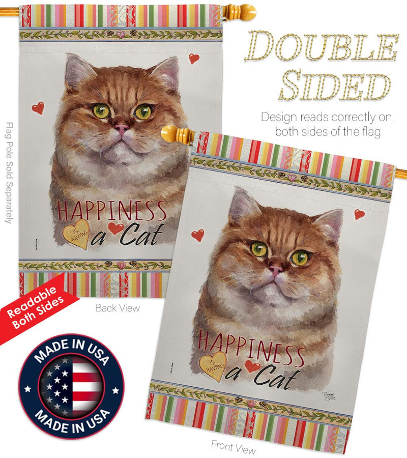 Breeze Decor British Short Hair Happiness House Flag Pack Cat Kitten Meow Spoiled Paw Fur Pet Nature Farm Animal Creature Applique Banner Small Garden Yard Gift Double-Sided, Made in USA - PawsPlanet Australia