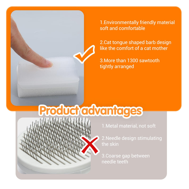 Soft Cat Brush for Grooming, 2Pcs Gentle Cat Tongue Brushes 2 in 1 Brush Sponge with 1300 Barbed Serrations White Brushes for Sensitive Cats Lightweight for Daily Grooming Enhancing Bonding - PawsPlanet Australia