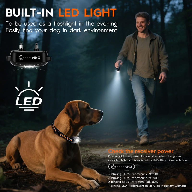 3 Dog Shock Collar with Remote,4200FT Dog Training Collar with Battery Display, 4 Trainning Modes,Rechargeable Electric Dog Collar for Small Medium Large Dogs (15-120Lbs) with Flash Light Black-Orang-Green - PawsPlanet Australia