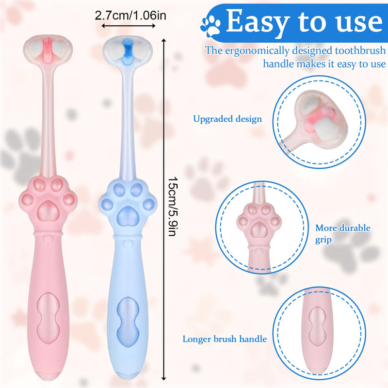 2 Pcs Puppy Tooth Brushing Kit 3-Sided Small Dog Toothbrush Puppy Toothbrushes Unique Head Teeth Brush Dogs Brush Addition Bad Breath Tartar Teeth for Small Medium Dogs