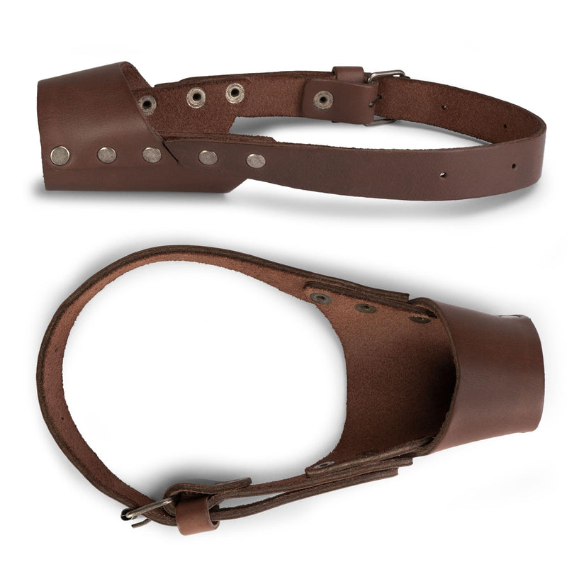 Taco Dog, Leather Dog Muzzle Guard Handmade from Full Grain Leather - Secure Training Cover, Mouth Guard Mask Prevents Biting Chewing (Bourbon Brown, Small) Bourbon Brown - PawsPlanet Australia