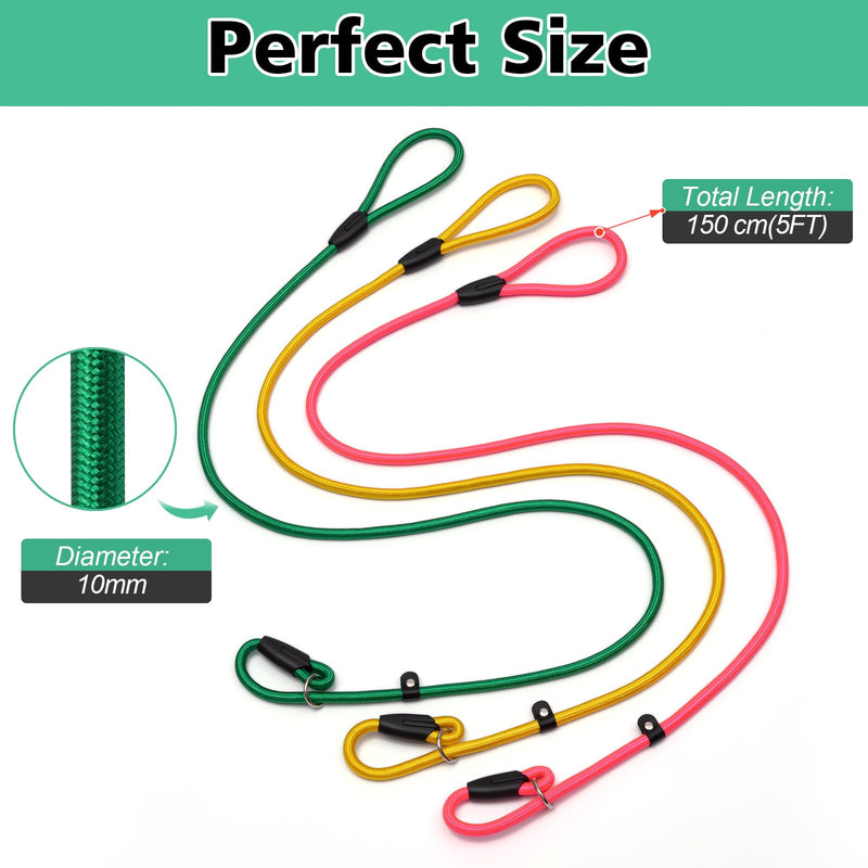 6-Piece Premium No-Pull Dog Slip Leads 4.6ft Adjustable, Pastel Hues (Yellow/Pink/Green/Lt Pink/Blue/Orange) - Easy On/Off, No Collar Needed, Vibrant for Small/Medium Dogs (Walking/Training) - PawsPlanet Australia
