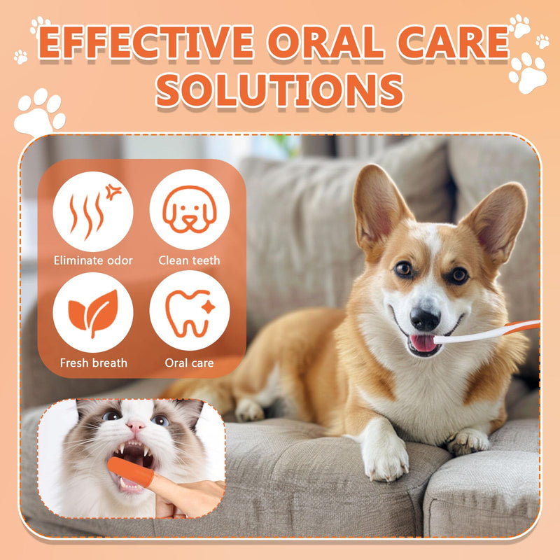 Dog dental care set, dog toothpaste, cleans teeth and removes plaque, prevents bad breath in dogs, suitable for dogs and cats, vanilla flavor, beef flavor