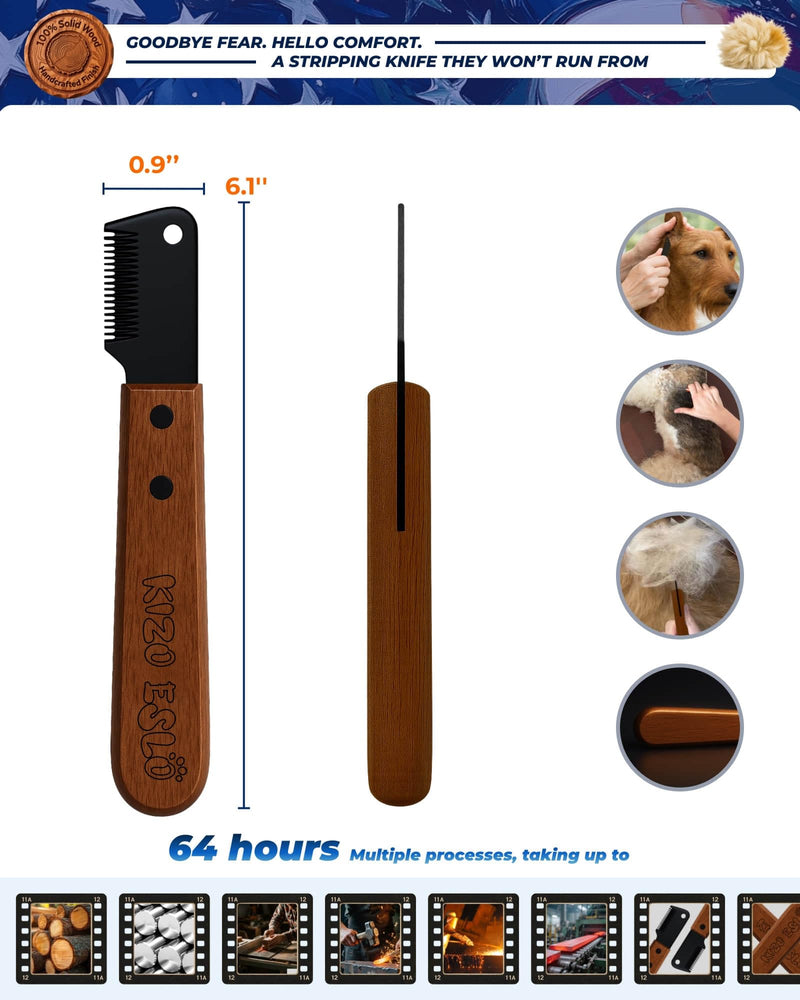 Stripping Knife for Dogs – Gentle Hand Stripping & Carding Knife for Terriers & Double-Coated Breeds, Solid Sapele Hardwood & Black Oxide Stainless Steel,Easy to Clean,Dog Grooming Tool(Right-Handed) Right-Handed - PawsPlanet Australia