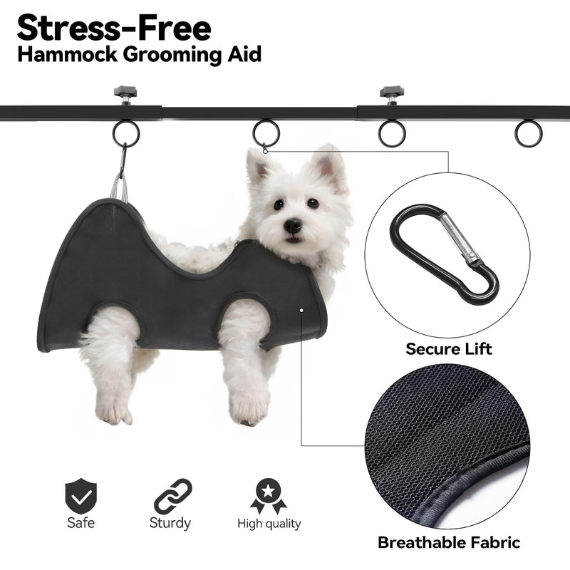 Adjustable Dog Grooming Arm for Table: 42'' Height, 27''–39'' Width, Clamp Fits Up to 2.76'', with Hammock & 2 Nooses – Portable Pet Grooming Station for Nail Trimming, Cats & Dogs at Home - PawsPlanet Australia