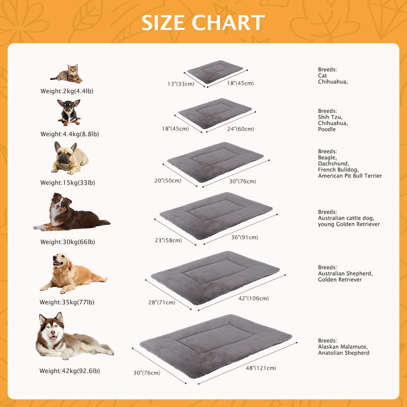 Reversible Dog Bed Mat with Plush and Corn Velvet,Soft Warm Pet Cushion, Dual Purpose Washable Sleeping Mattress Bed for Small Medium Large Dog and Cat XB004 (36"x23", Light Grey) 36"x23" - PawsPlanet Australia