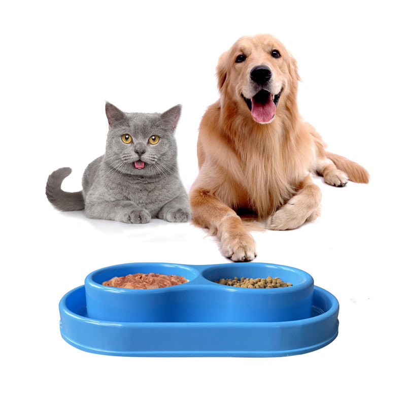 PetLike Ants Away Double Cat Dog Pet Water and Food Bowls,6cups /48oz Cat Dog Feeding Bowl Pet Food Dish for Puppy Medium Larger Dogs Cats (Blue, 15.5X9.5X2.75 INCH) Blue - PawsPlanet Australia