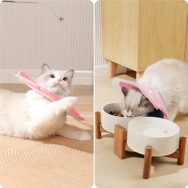 KUDES Dual Layer Cat Cone, Dual-Purpose Model Lightweight All-Around Protective Neck After Surgery E Collar to Wound (Pink M (7.8inch- 13.3inch)) Pink M (7.8inch- 13.3inch) - PawsPlanet Australia