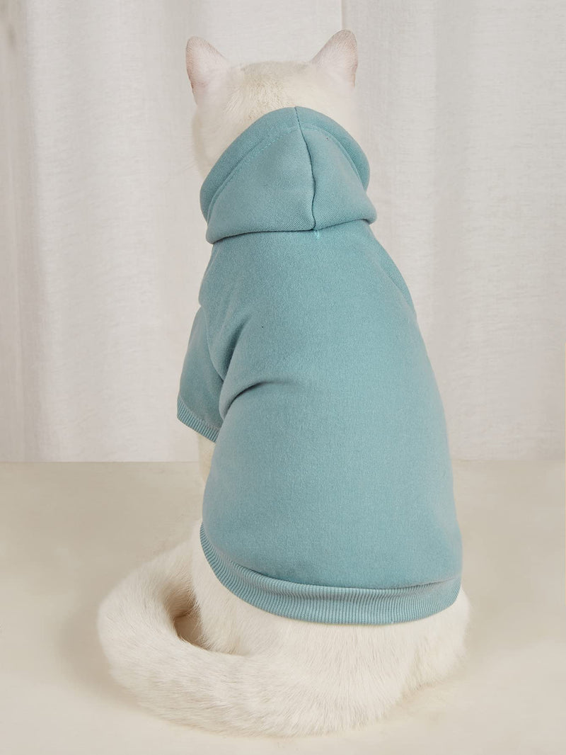 QWINEE Basic Dog Hoodie, Dog Warm Jacket, Cat Apparel, Dog Shirt, Dog Clothes for Puppy Kitten Small Medium Dogs Cats Cadet Blue M - PawsPlanet Australia