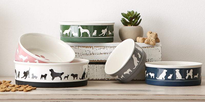 Bone Dry Ceramic Cat Bowls, Microwave & Dishwasher Safe, Large Set, 7.5x2.4, Hunter Green, 2 Count Large Set, 7.5x2.4"
