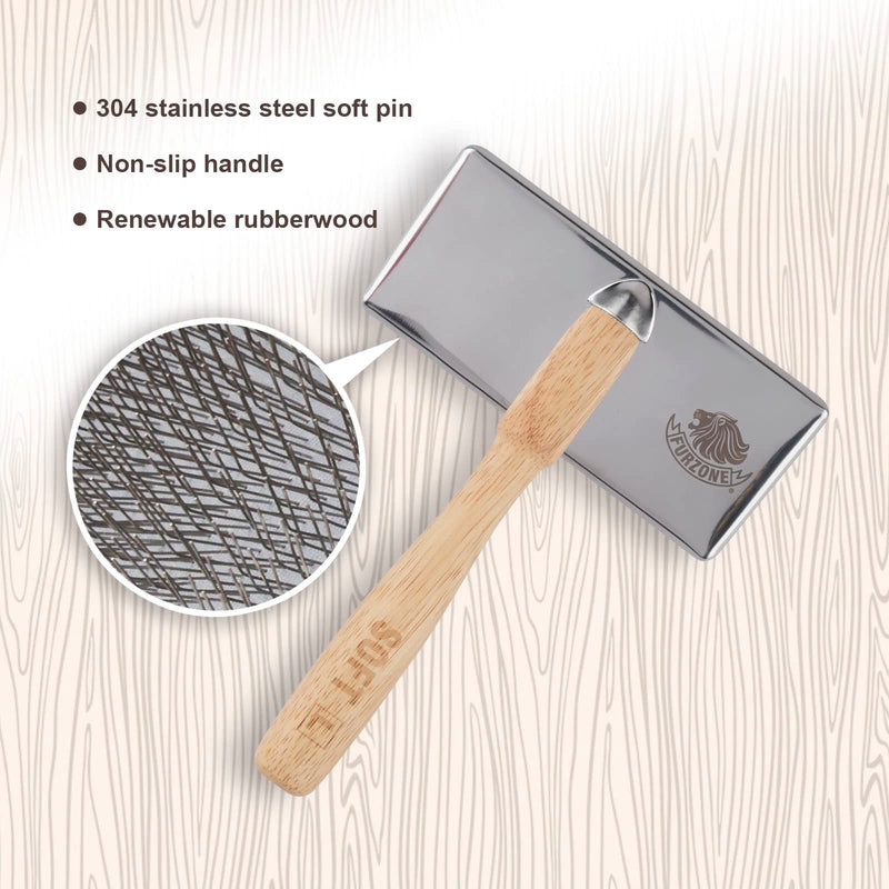 Wooden Slicker Brush - Stainless Steel Soft Pins for Pet Grooming (Size M) Soft Pin / M - PawsPlanet Australia