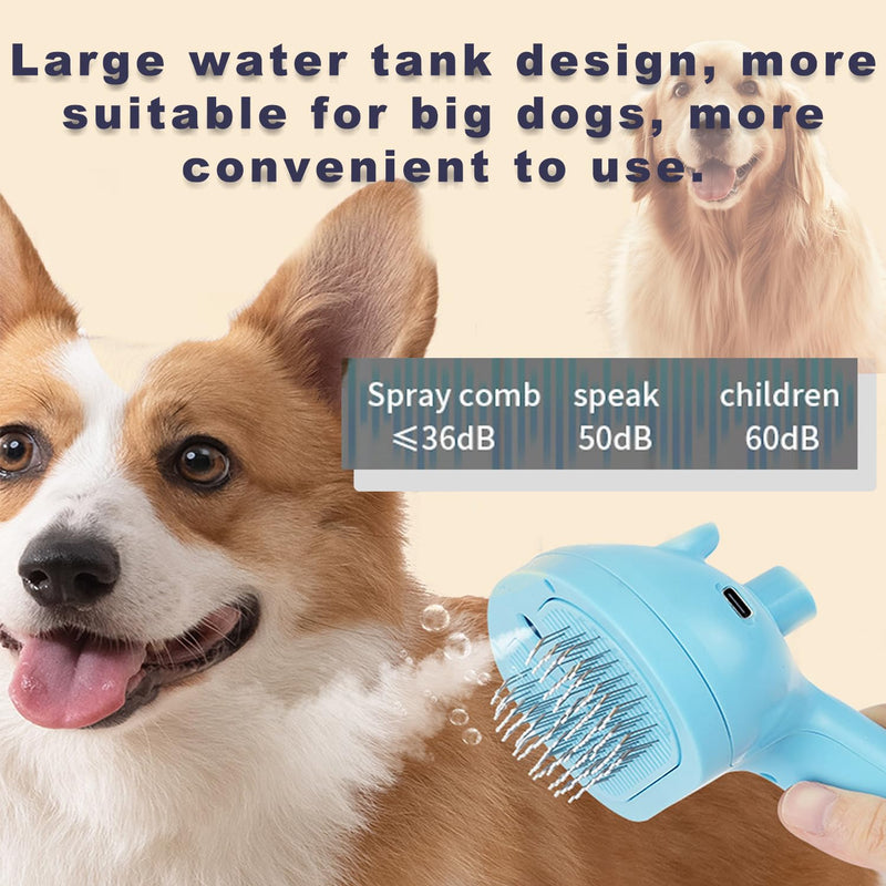 Cat Steam Brush Pet Spray Hair Removal Comb Steam Brush for Shedding & Grooming for Long & Short Haired Pets (2pcs Blue and white) 2pcs Blue and white