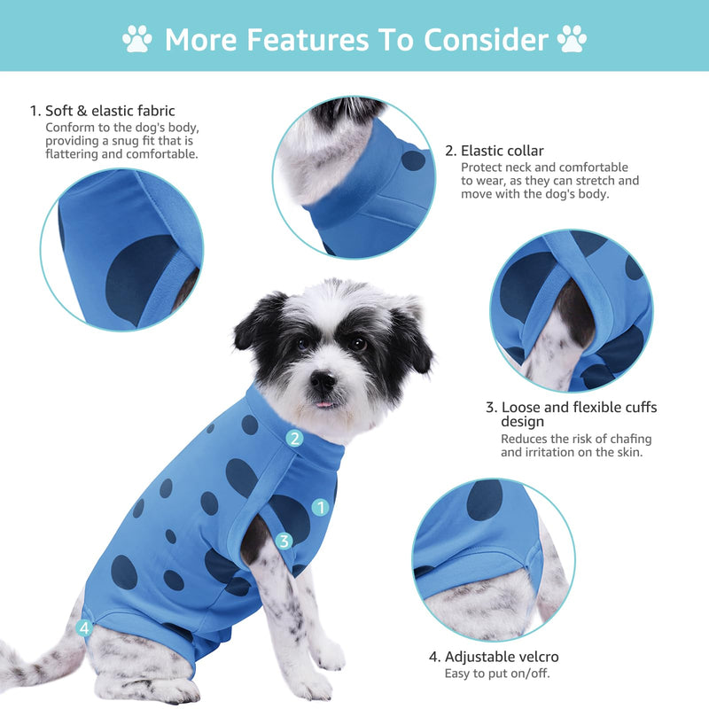 Dog Recovery Suit, Professional Dog Surgery Suit Post Spay, Neuter, Abdominal Surgical Suit for Male Female Dogs Can Pee, Prevent Licking Soft Breathable Cotton Covers Wound (Blue, Medium) Blue - PawsPlanet Australia