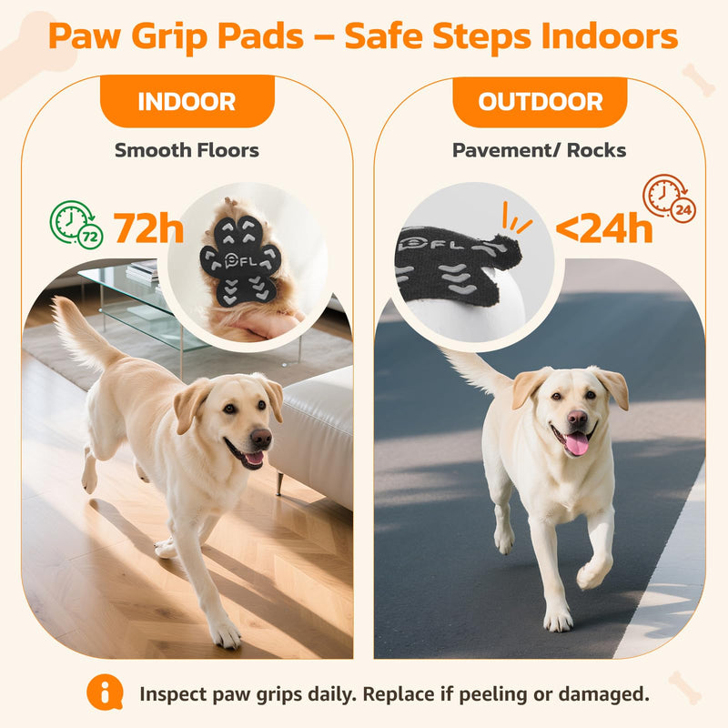 Anti Slip Dog Paw Protector Pads for Senior Dogs, Paw Pads for Dogs Traction, Disposable Self Adhesive Paw Grips for Old Dog on Slippery Hardwood Floor, Black 12 Sets (48pcs) XXL 61-80lbs XXL (61-80lbs) - PawsPlanet Australia