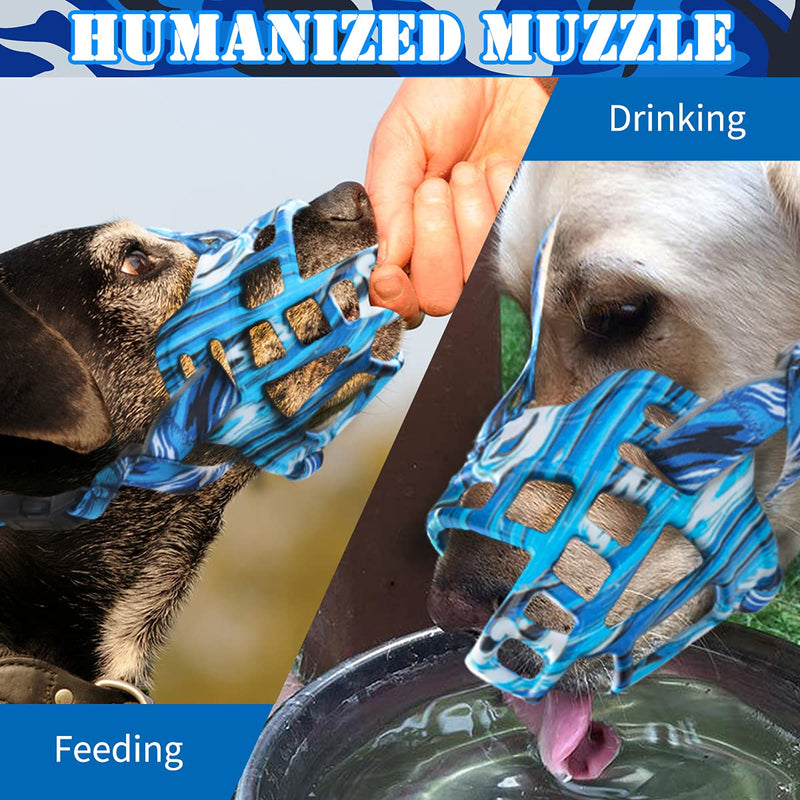 Basket Dog Muzzle Size 2 and Bluewhite Dog Muzzle Size 2 Set, Dog Mouth Guard for Biting Chewing Scavenging, Best for Aggressive Dogs