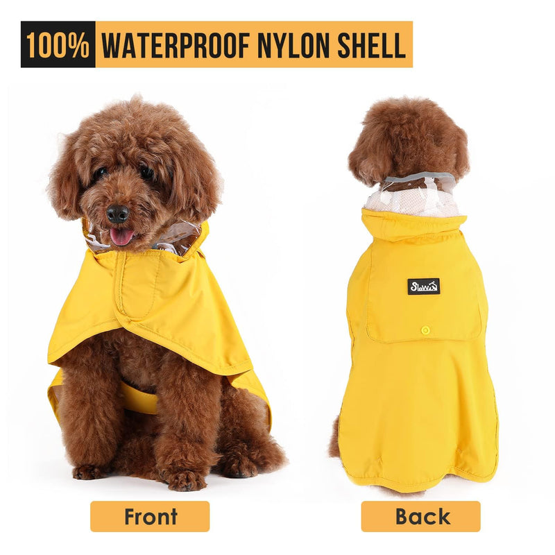 Lukovee Dog Raincoat, Adjustable Dog Rain Jacket with Clear Hooded Double Layer for Large Medium Small Dogs Puppies, Waterproof Dog Rain Coat Poncho with Reflective Storage Pocket & Rim (Yellow, XXL) 2X-Large A-Yelllow