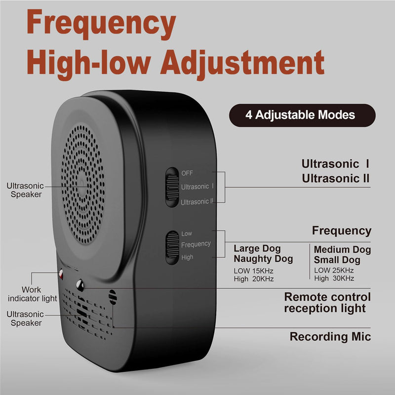 Zigzagmars Anti Barking Device, 4 Modes Ultrasonic Dog Bark Control Box, Rechargeable Bark Deterrent for Dogs, Waterproof Indoor & Outdoor Use for Effective Dog Training & Behavior Correction