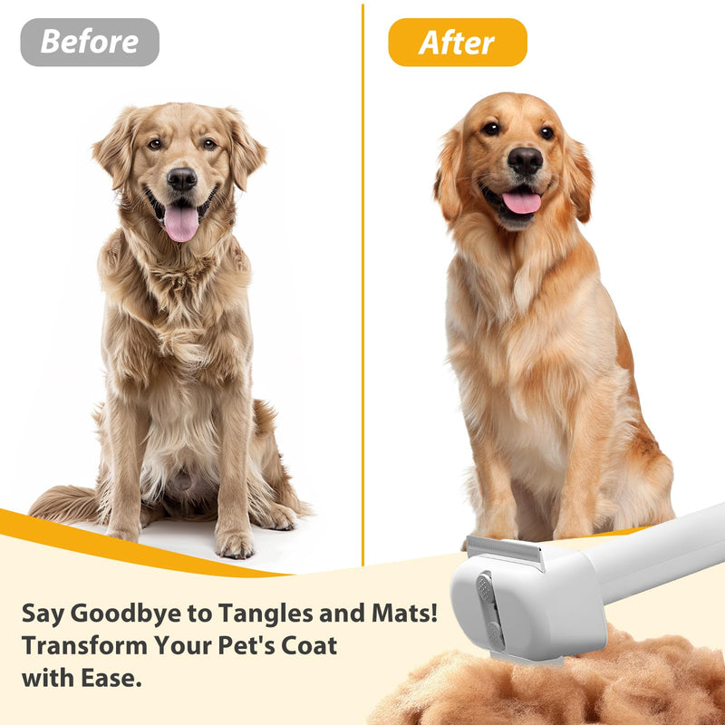 L&W BROS. 3-in-1 Cat Grooming Brush Set | Comb, Undercoat Rake, Double Sided Deshedding Tool for Long & Short Hair Dog Brush for Shedding Cat Hair Remover for All Breeds (White) White - PawsPlanet Australia