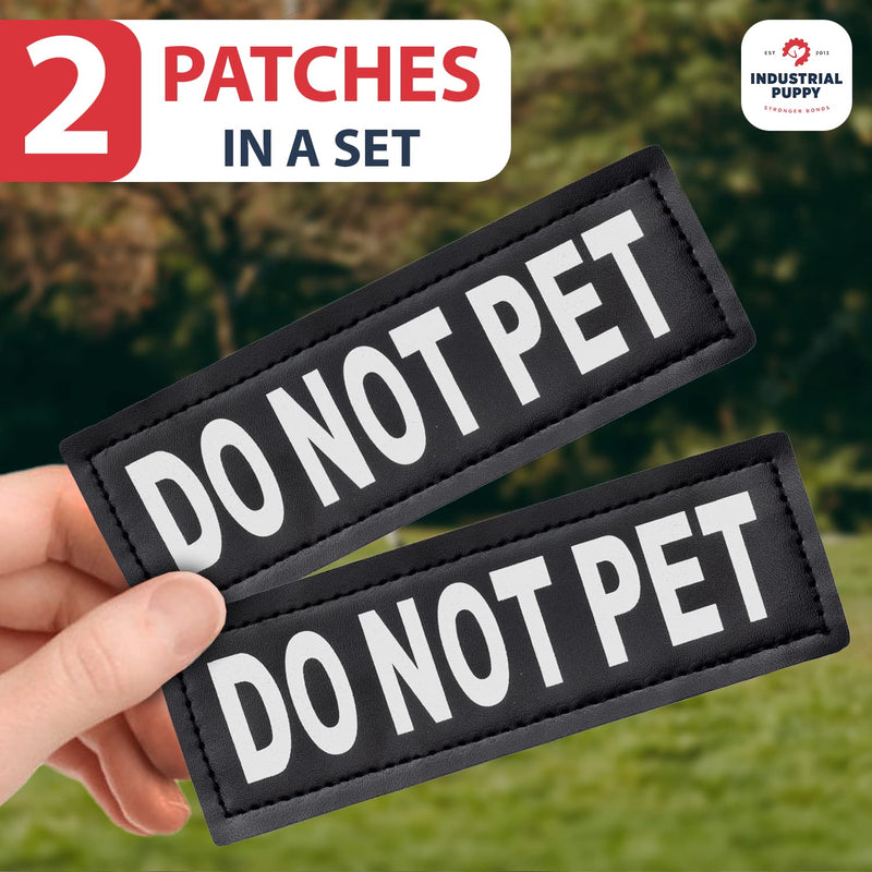Industrial Puppy Do Not Pet Patch - Attachable Patches with Hook Backing for Do Not Pet Dog Vest Harness or Collar - Service Dog, Emotional Support, Service Dog in Training, and Therapy Patches Black, White Large (2 x 6") - PawsPlanet Australia