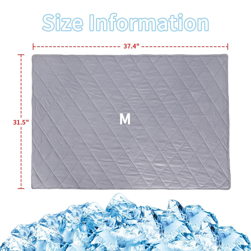 NACOCO Pet Summer Cooling Blanket 31.5" x 43.3" Double-sided availability Mat Dog Throw Puppy Self Cat Pad Bed Cover for Home Outdoor Sofa Sleeping Washable Portable Lightweight Small to Large(Grey,M) M: 31.5" x 37.4" Grey - PawsPlanet Australia