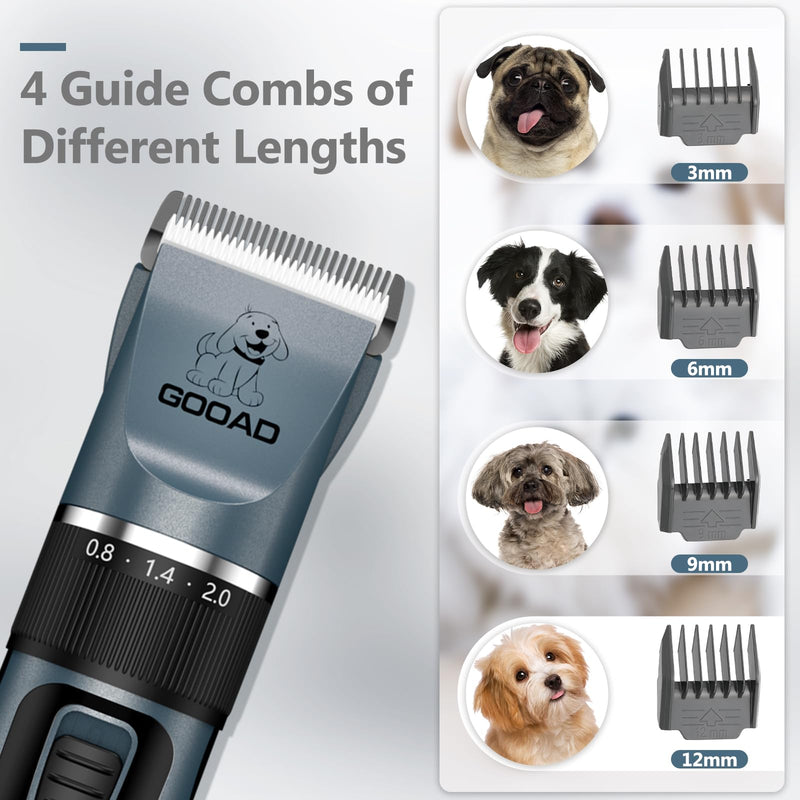 Dog Clippers Grooming Kit Hair Clipper -4 in 1Low Noise -Rechargeable-Cordless Quiet Paw Trimmer Nail Grinder, Trimmer Grooming for Thick Hair&Coats,Pet Shaver for Small and Large Dogs Cats Blue - PawsPlanet Australia